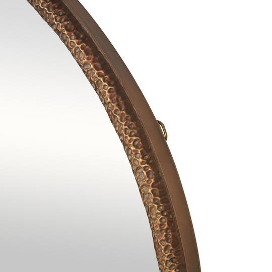 34" Copper Resin Weathered Spotted Wall Mirror with Hammered Texture